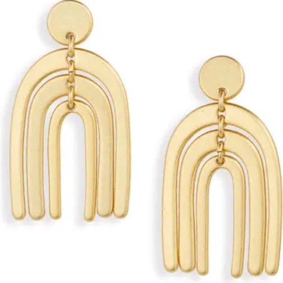 Madewell Stacked Arch Statement Earrings $36.00 gold hypoallergenic titanium - Picture 2 of 5